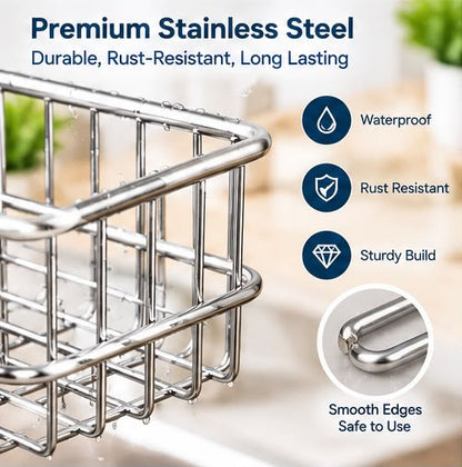 Kitchen Sink Sponge Holder – Stainless Steel Faucet Caddy Organizer