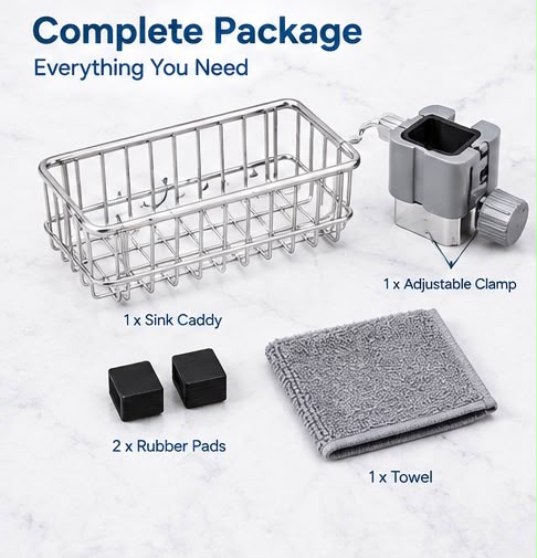 Kitchen Sink Sponge Holder – Stainless Steel Faucet Caddy Organizer