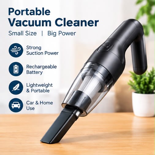 Portable Mini Car Vacuum Cleaner – Cordless Handheld Vacuum for Car & Home