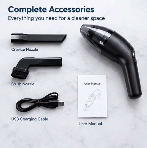 Portable Mini Car Vacuum Cleaner – Cordless Handheld Vacuum for Car & Home