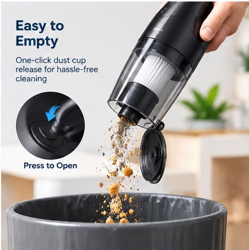 Portable Mini Car Vacuum Cleaner – Cordless Handheld Vacuum for Car & Home