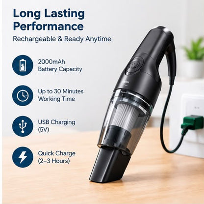 Portable Mini Car Vacuum Cleaner – Cordless Handheld Vacuum for Car & Home
